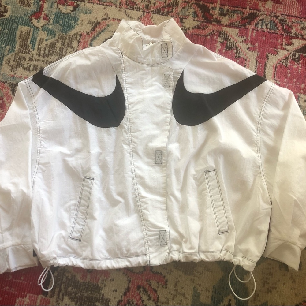 Nike White and Black Windbreaker Jacket